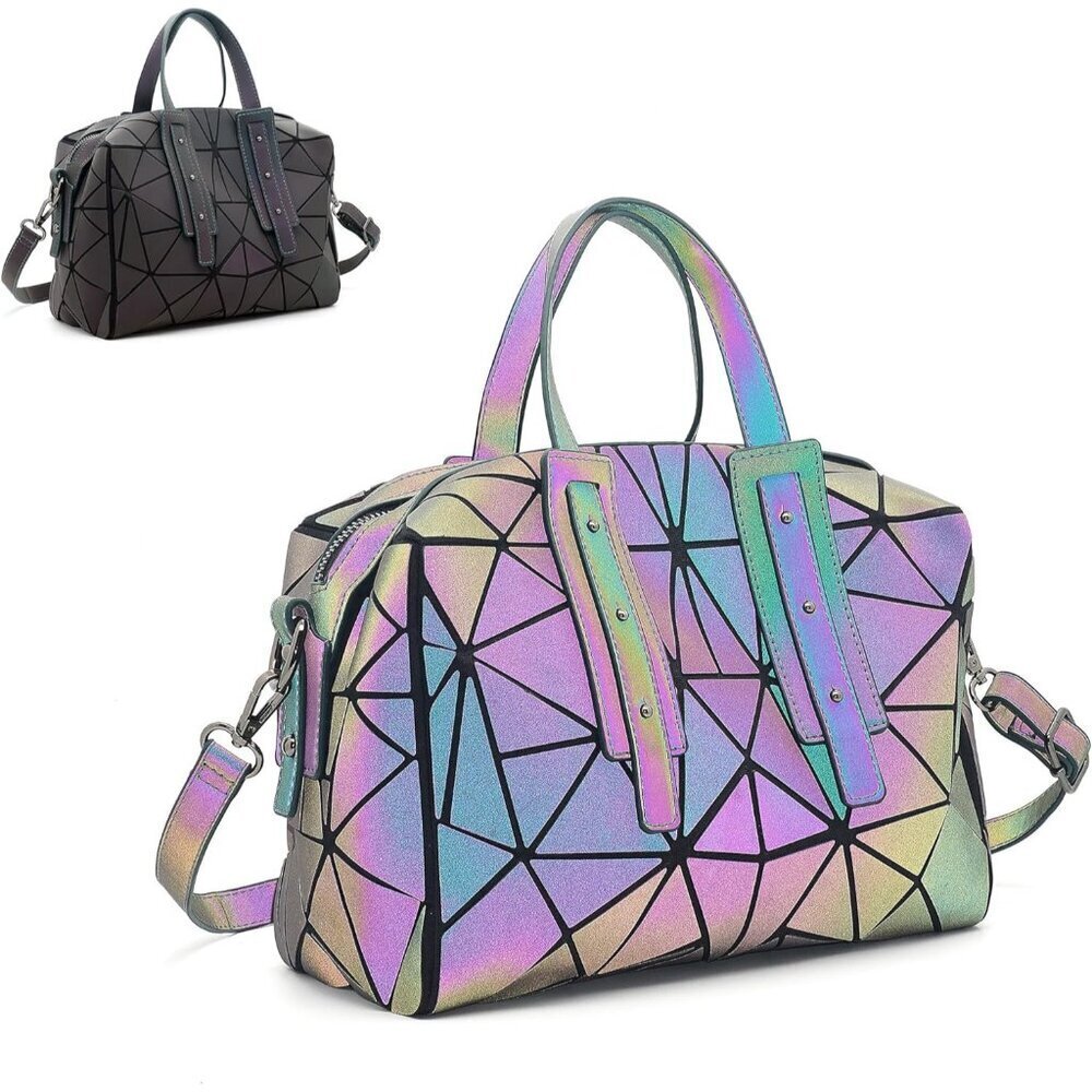 Geometric Holographic Handbag for Women Small Crossbody Purse Travel Fashion